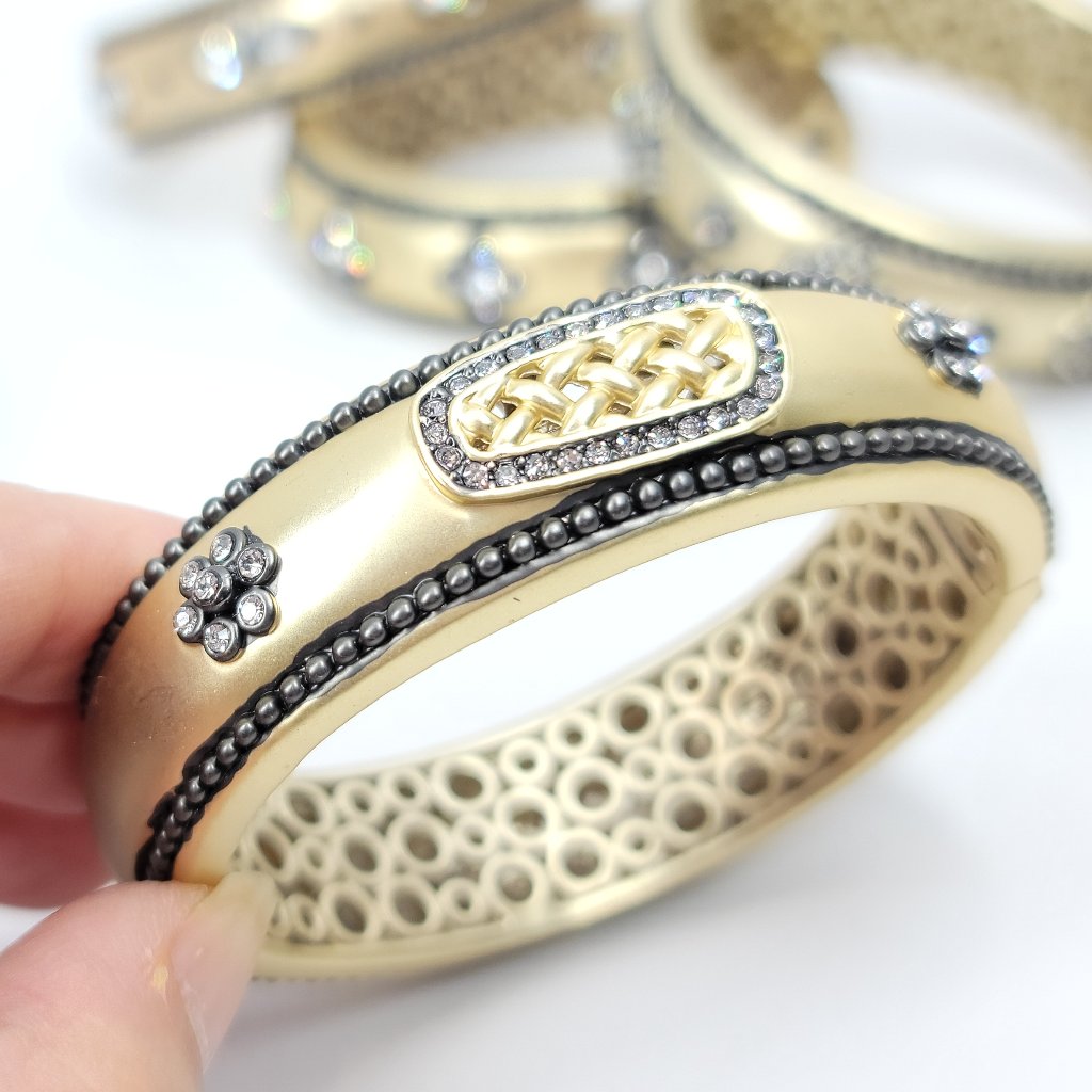 Nwt Art Deco Pave Cz Hinged Magnetic Cuff Bangle